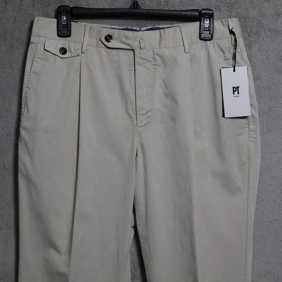 PT Torino Silkochino Pants Mens 31x36 Beige Gentleman Fit Stretch Dress Chino